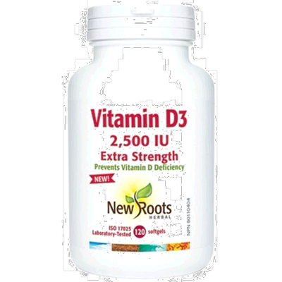 加拿大直邮New Roots 维生素 D3 2500 IU 特强（软胶囊）