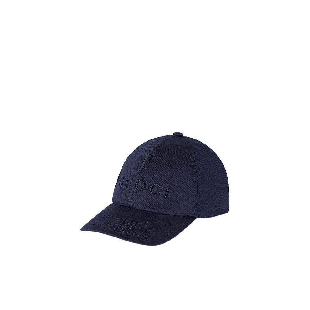 GUCCI 男士帽子 8358514HBGF4100 AW2025 蓝色 刺绣棉质棒球帽