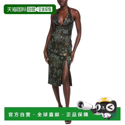 自营Aidan Mattox Printed Midi Dress - green 美国奥莱直发