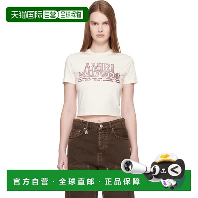 香港直邮AMIRI 女士 灰白色 Hollywood Baby T恤 AWTOJR1029