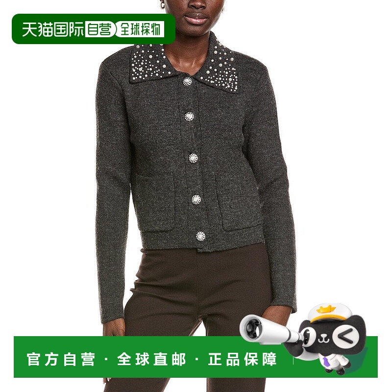 自营Endless Rose Pearl-Embellished Collar Cardigan - grey 美