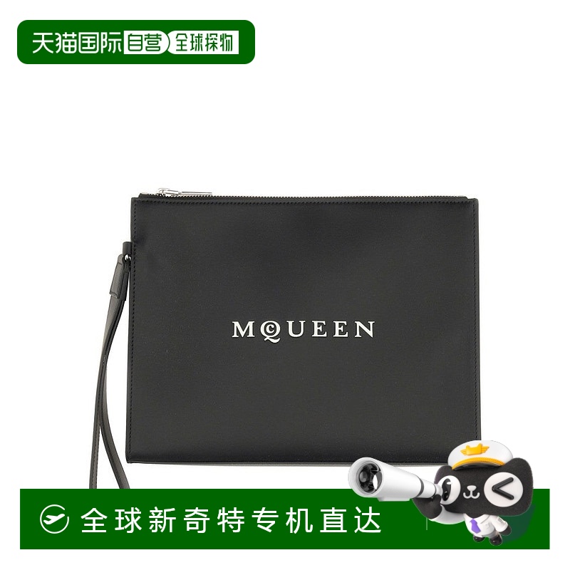 自营 alexander mcqueenCalfskin Pouch With Logo - black 【美