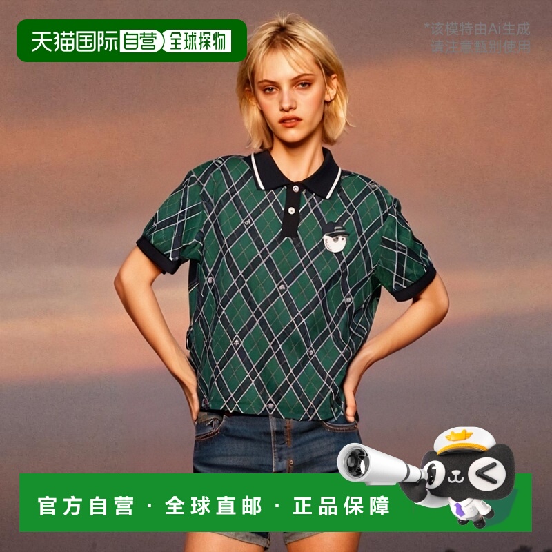 韩国直邮MALBON GOLF 女士女装T恤M4322PTS12GRN Pattern Collared