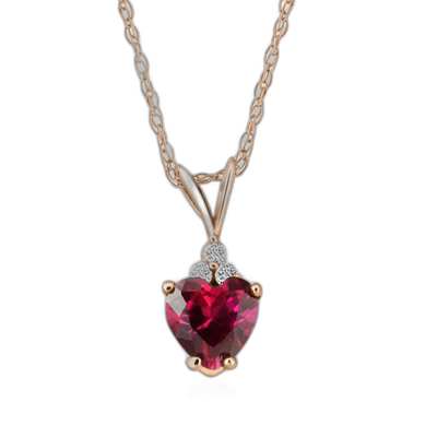 自营 pompeii31/2ct 钻石和红宝石心形吊坠 14K 白黄金或玫瑰金项