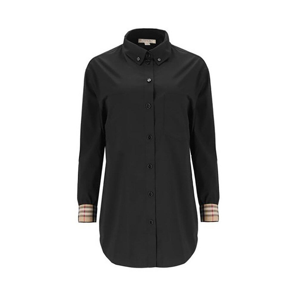 burberry/博柏利 女士黑色棉质多扣领经典长袖衬衫