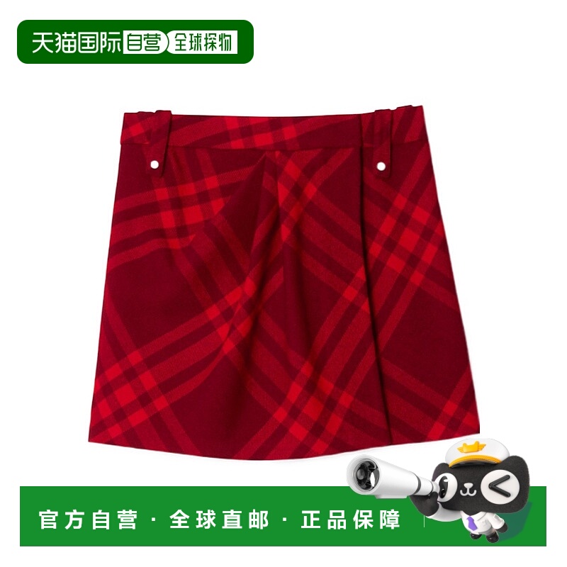 1h可退 香港直邮BURBERRY 女士半身裙 80778141 AW2024 红色 格纹