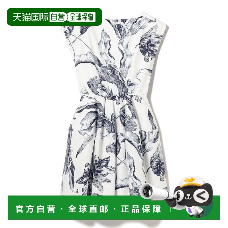 1h可退 日本直邮ERDEM 女士 植物印花全棉修身A字迷你连衣裙 6526