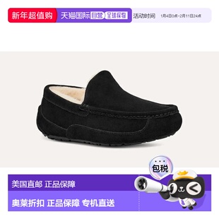 自营男式UGG Ascot 1101110W-BLK乐福黑色绒面羊毛衬里拖鞋GUG250