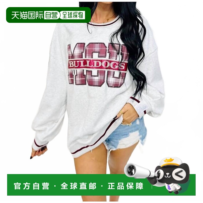 自营queen of sparkles密西西比州斗牛犬运动衫灰色格子-灰色格子