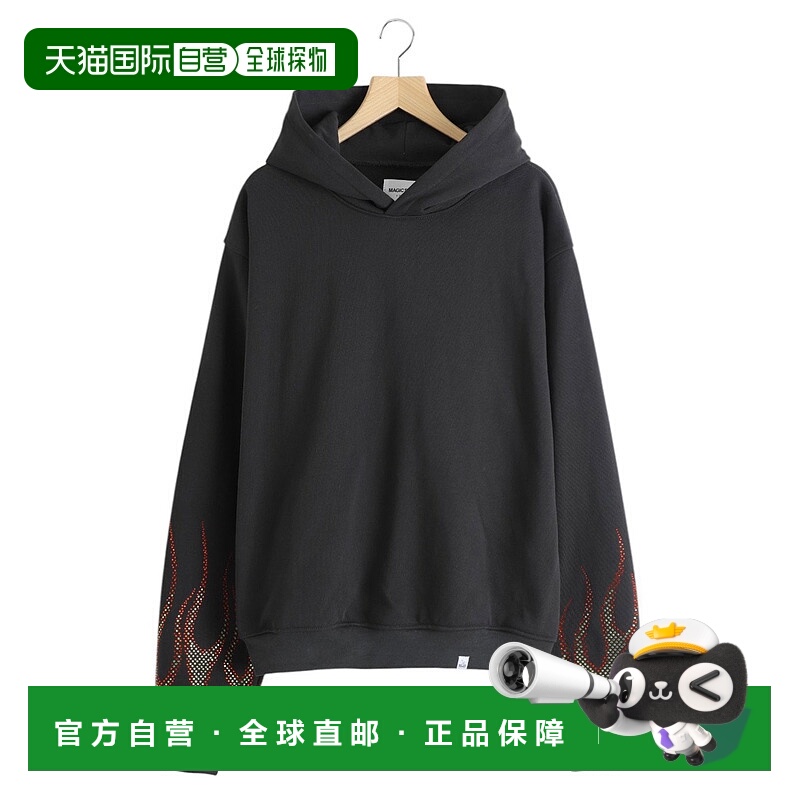 1h可退 日本直邮A.Y.U 男士宽松复古连帽卫衣 Y2K风格 火焰刺绣