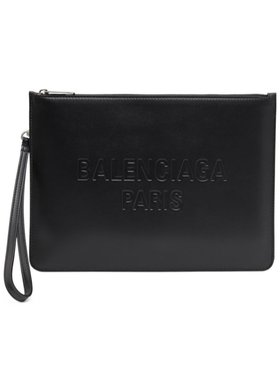 BALENCIAGA 男士手拿包 7923472AA0S1000 CO 黑色 徽标压花手拿包