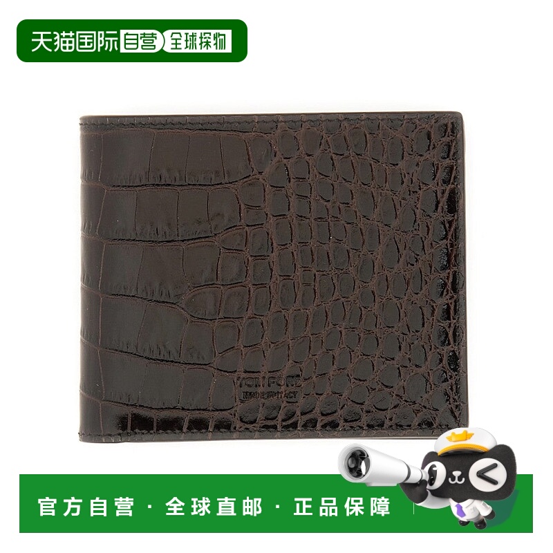 自营tom fordTextured Leather Wallet With Crocodile Pattern -