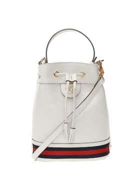 GUCCI/古驰 奥莱 Ophidia女士白色帆布配皮印花水桶包