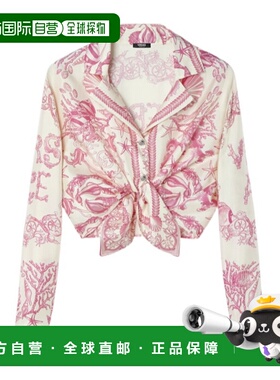 香港直邮Versace 扭结短款真丝衬衫 10203071A15277范思哲长袖