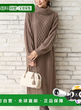 日本直邮Honeys 女装 宽松I线 缆纹针织连衣裙 半高领设计 636519