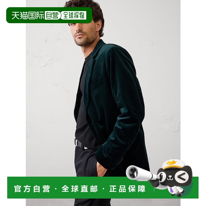 1h可退 日本直邮BANANA REPUBLIC 男装 天鹅绒质感 格纹翻领 半定