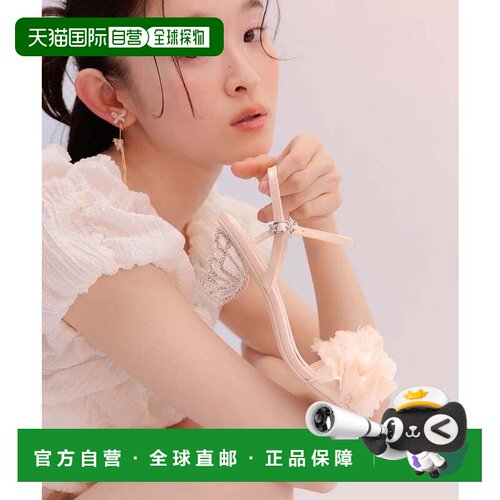 日本直邮RANDA 蝴蝶系列 透明花朵高跟凉鞋 粉色