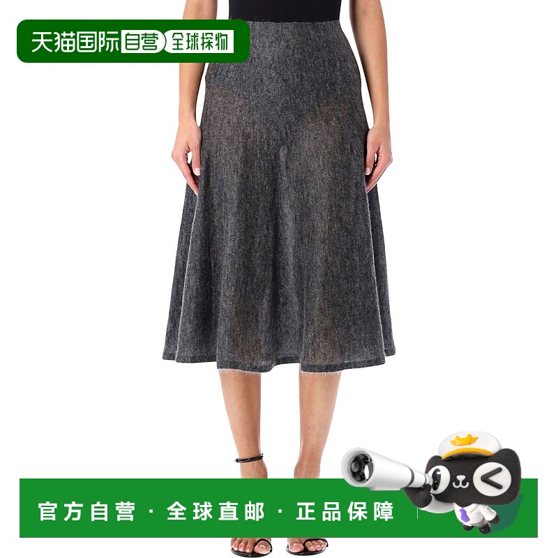 香港直邮alaia 女士 ALAÏA CIRCULAR 灰色马海毛中长半身裙 AA9J2