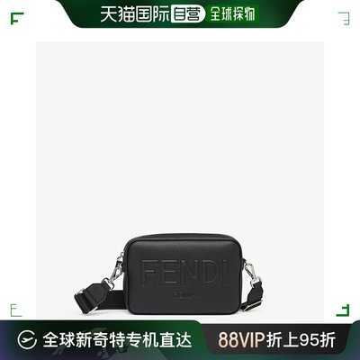 香港直邮潮奢 Fendi 男士相机包黑色皮革手袋