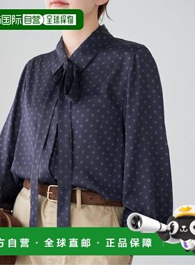 1h可退 日本直邮IENA /3 缎面波点系带衬衫内搭上衣