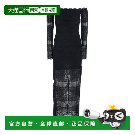 1h可退 香港直邮Blumarine 蓝色情人 女士 露肩刺繡蕾絲長裙 2A76