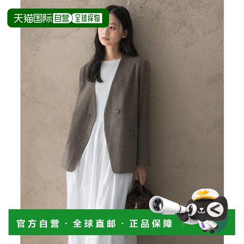 日本直邮URBAN RESEARCH 城市研究ROSSO真丝结子V领夹克 棕色外套