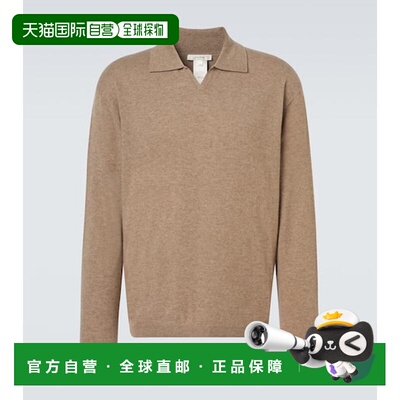 1h可退 香港直邮The Row 男士 Franz 羊绒Polo毛衣 beige米色 舒