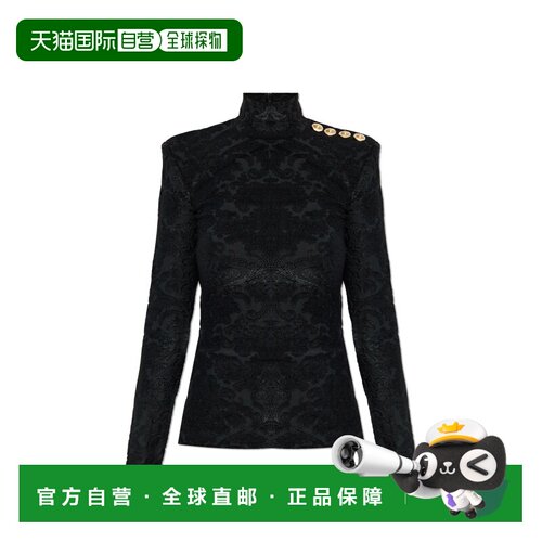 香港直邮BALMAIN 女士卫衣 FF1AR962JK650PA AW2025 黑色 Top  Pa