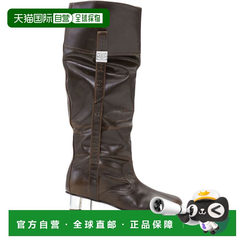 1h可退 香港直邮GANNI 甘尼 女士 方头长筒靴 S3074 green绿色 舒