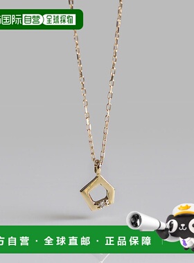 1h可退 日本直邮cui-cui K10YG 黄金 五边形 钻石吊坠项链 可调节