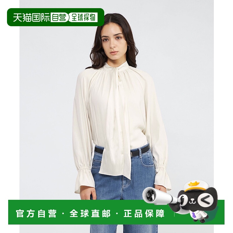 1h可退 日本直邮EPOCA 女装 仿麂皮质感 飘带设计荷叶袖衬衫 M5M3