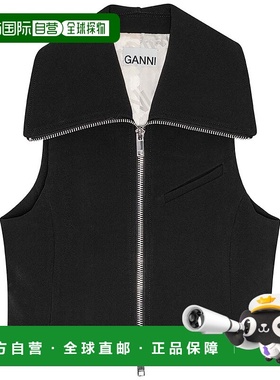 香港直邮GANNI 女士西服 W0189099 SS2025 黑色 Zipped Vest西装