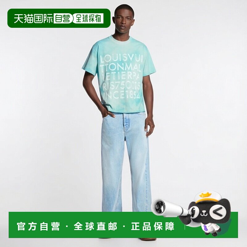 自营1h可退 欧洲直邮LV路易威登 男士土耳其玉色棉扎染印花短袖T