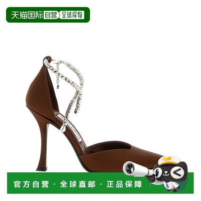 香港直邮Jimmy Choo 周仰杰 女士 鞋跟棕色高跟鞋 STEVIE100SATBR
