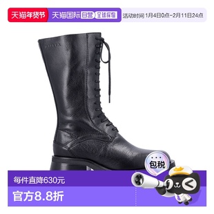 1h可退 香港直邮潮奢 miista 女士 Vel 绑带皮质黑色靴子 E84022B