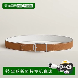 棕色 1h可退 男士 欧洲直邮Hermes 白色小牛皮腰带32mm 爱马仕