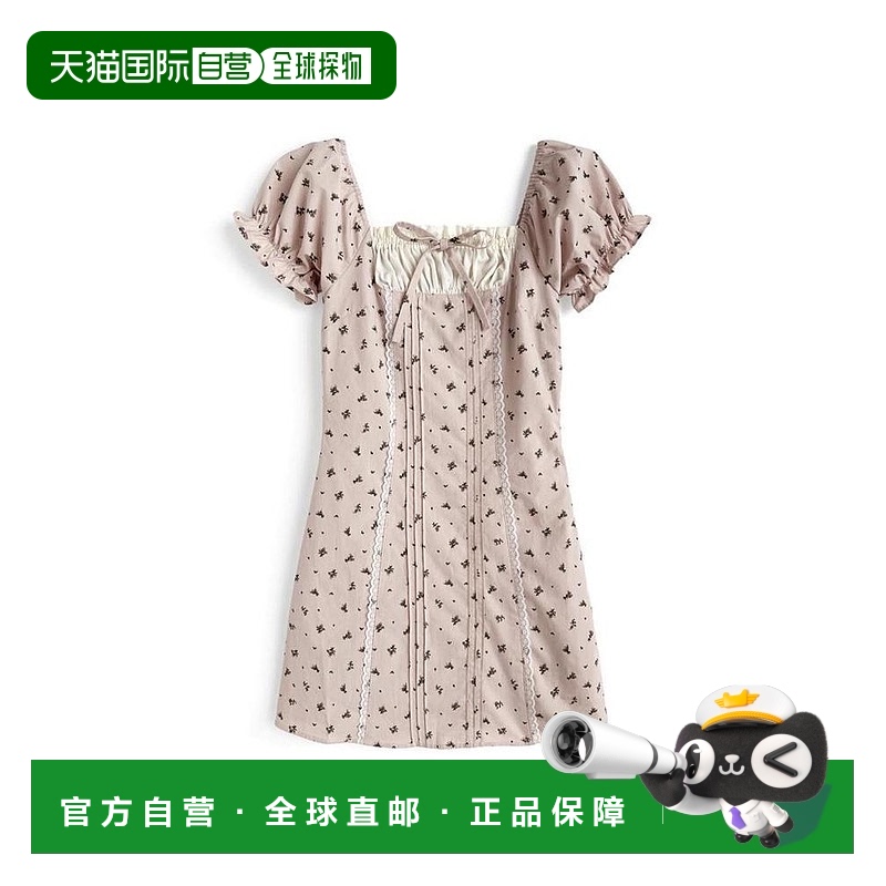 日本直邮日潮 GRL 2Way花纹蕾丝迷你连衣裙 tu1792露肩拼接印花