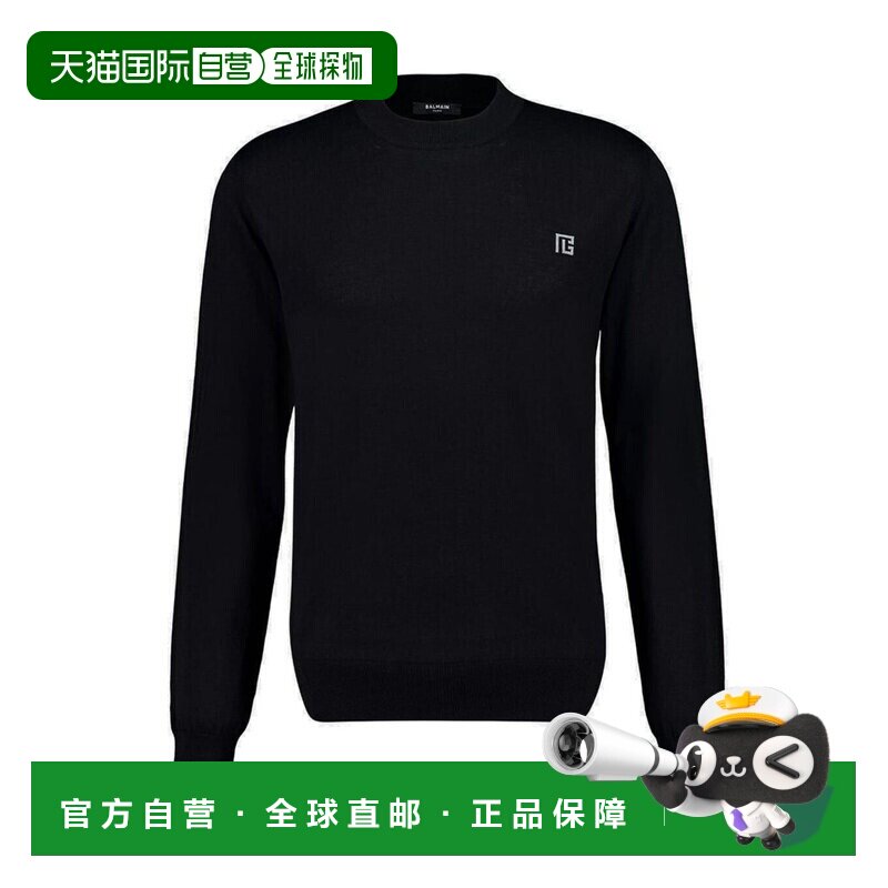 1h可退 香港直邮Balmain 巴尔曼 男士 徽标嵌花圆领毛衣 GH1KD000