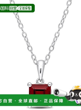 美国直邮自营 Julianna B女士项链吊坠银色链镶嵌方形切割石榴石