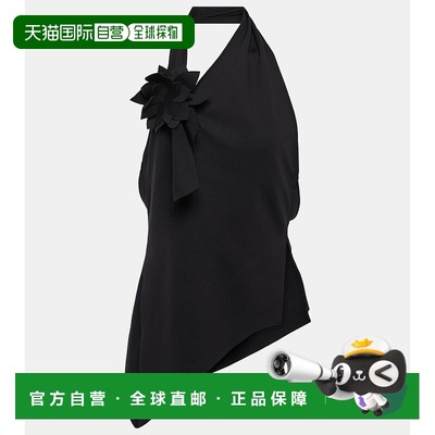 1h可退 香港直邮Coperni 女士 花朵装饰挂脖上衣 black黑色 舒适
