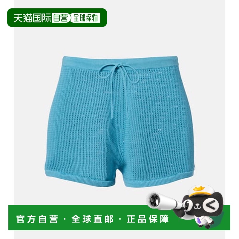 香港直邮Staud 女士 Samara 棉质短裤 blue蓝色 舒适时尚