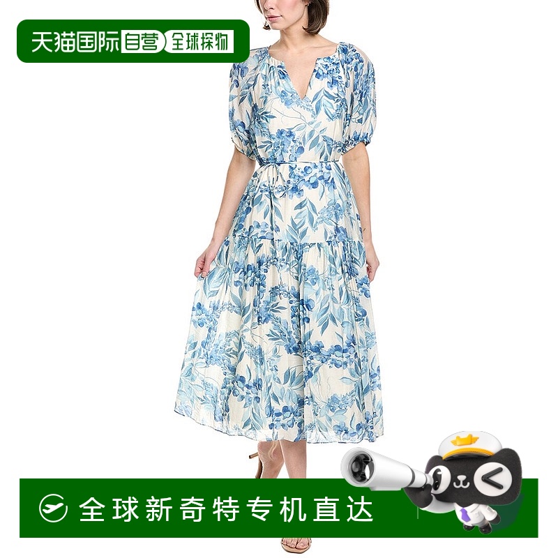 自营 Julia Jordan泡泡袖迷笛连衣裙-蓝色 【美国奥莱】直发