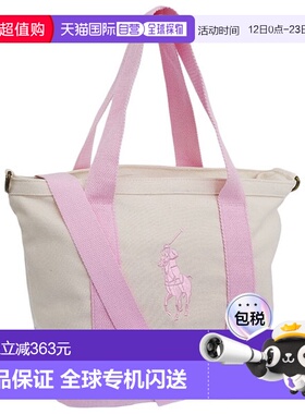 日本直邮Ralph Lauren 女士两用托特包棉质白色和粉色9AR023W2QRA