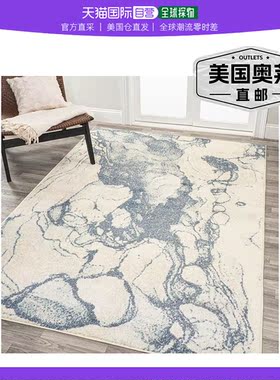 jonathan yMarmo Abstract Marbled Modern Area Rug - 蓝色/奶油