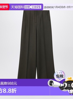 1h可退 香港直邮MaxMara 麦斯玛拉 女士 苔绿色阔腿羊毛裤子 ARTU