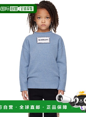 1h可退 香港直邮潮奢 Burberry 巴宝莉 女童 蓝色 Logo Wool 儿童