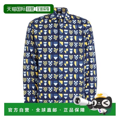 1h可退 香港直邮潮奢 Fendi 芬迪 男士 花纹衬衫 blue蓝色 舒适时