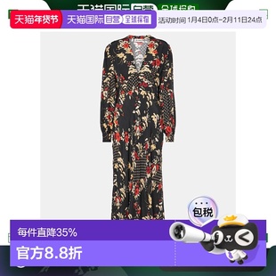 1h可退 香港直邮RIXO 女士 Trula 花朵长款连衣裙 black黑色 舒适