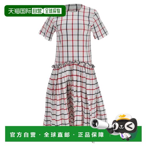 自营Rosie Assoulin白色棉质白色格子迷你连衣裙 美国奥莱直发