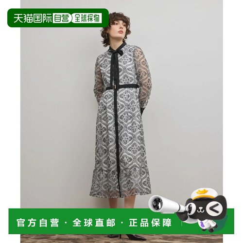 日本直邮GRACE CONTINENTAL 刺绣装饰喇叭连衣裙 米色礼服